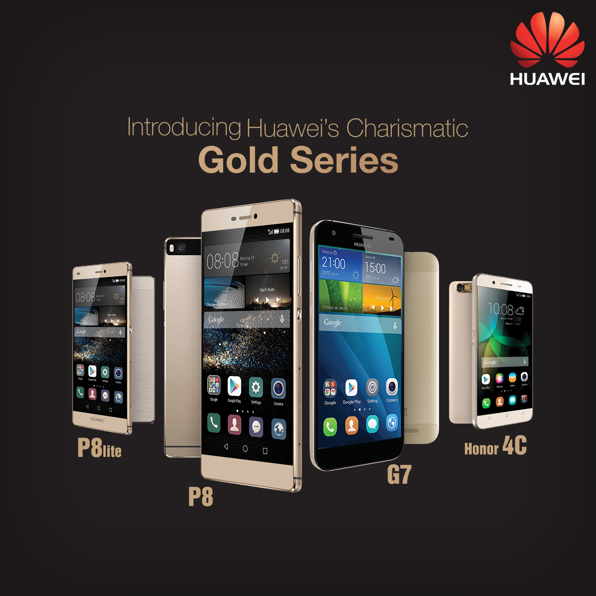 Huawei P8, P8 Lite, Honor 4C and G7 available in Gold versions