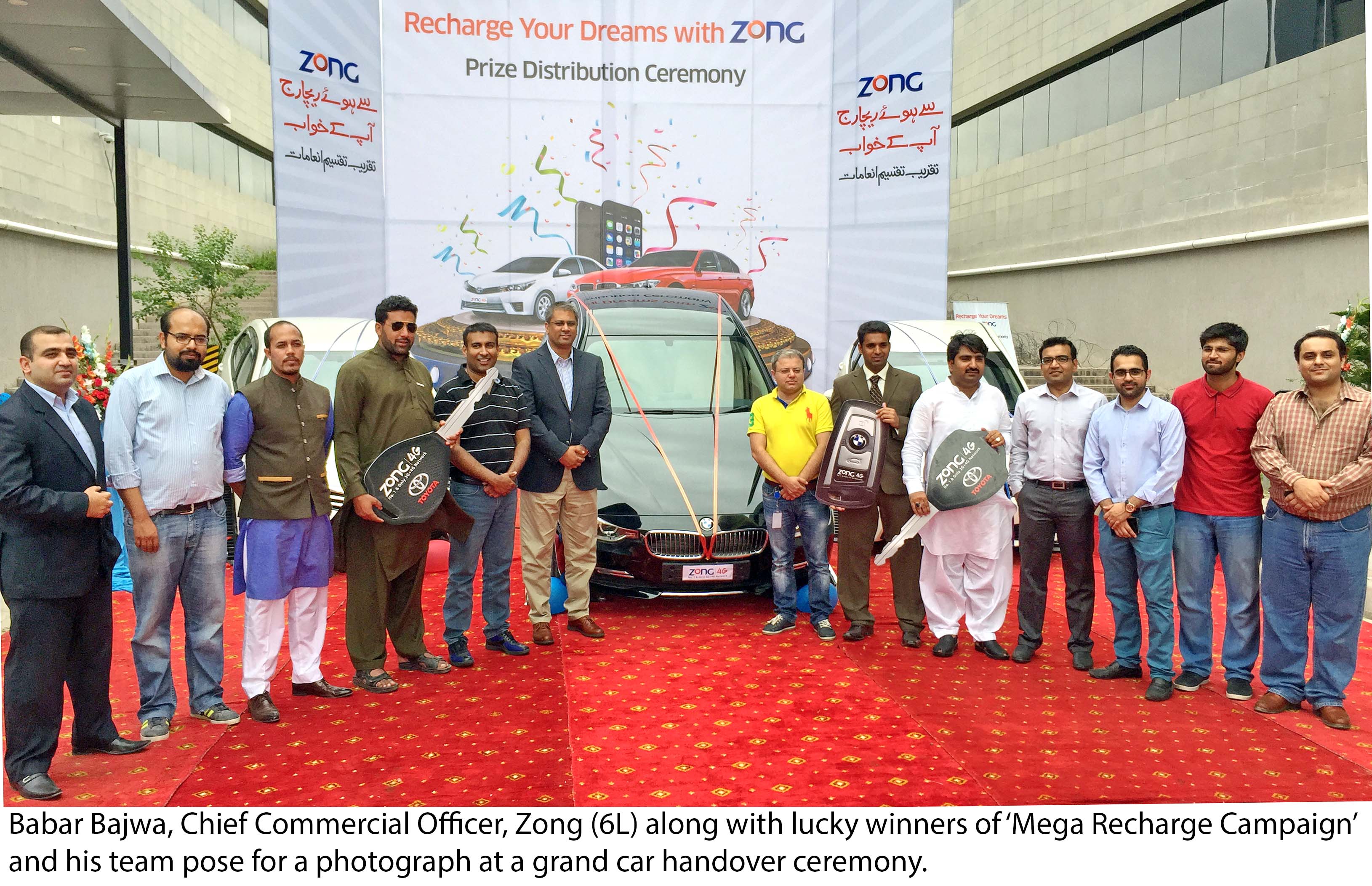 Zong handovers a brand new BMW and two Toyota Corolla cars