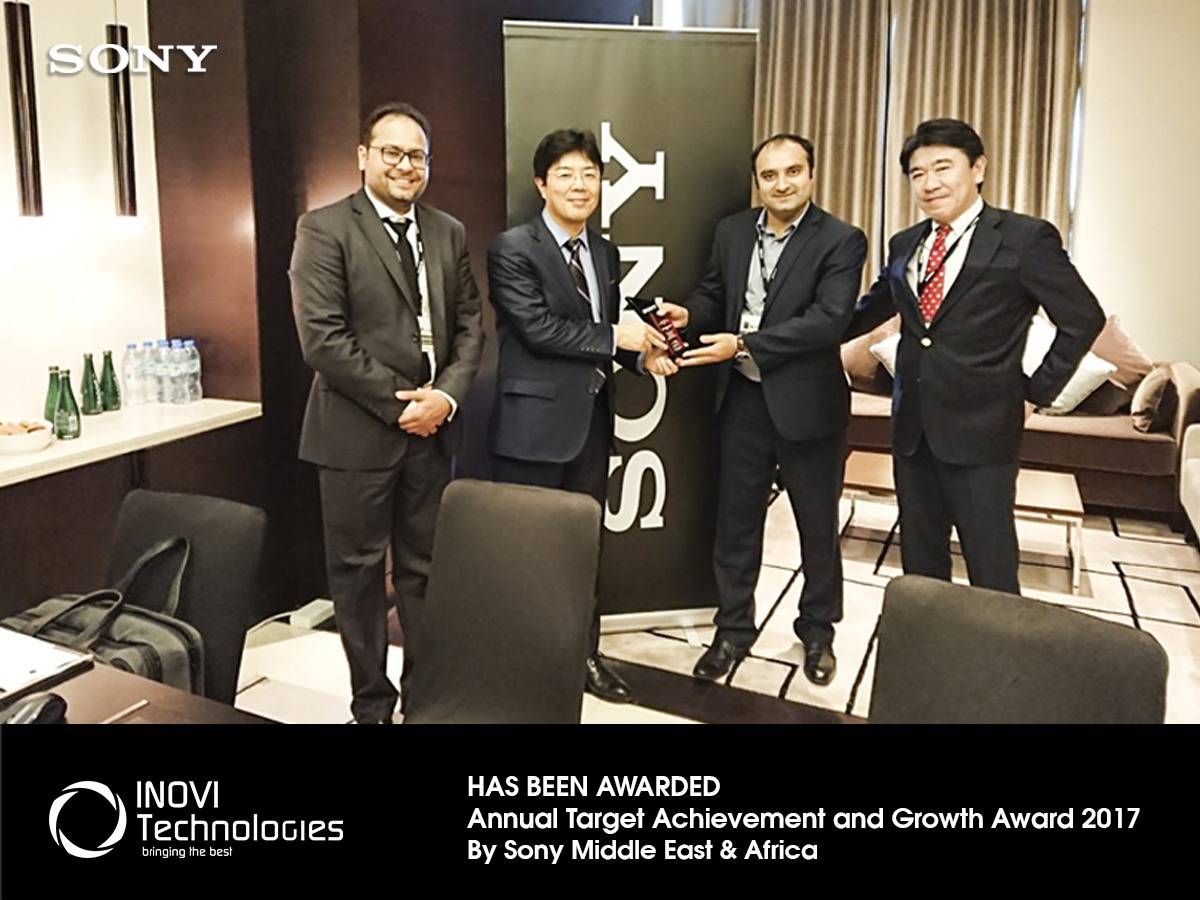 INOVI Technologies Has Been Awarded Annual Target Achievement Growth Award 2017 By Sony Middle East Africa