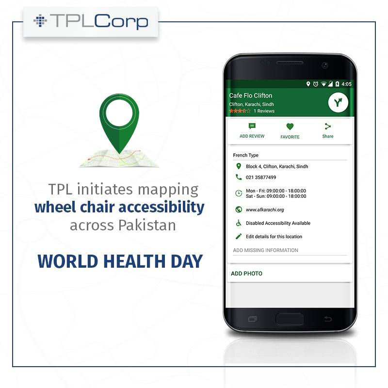 TPL Maps marks wheel chair accessible locations to commemorate World Health Day