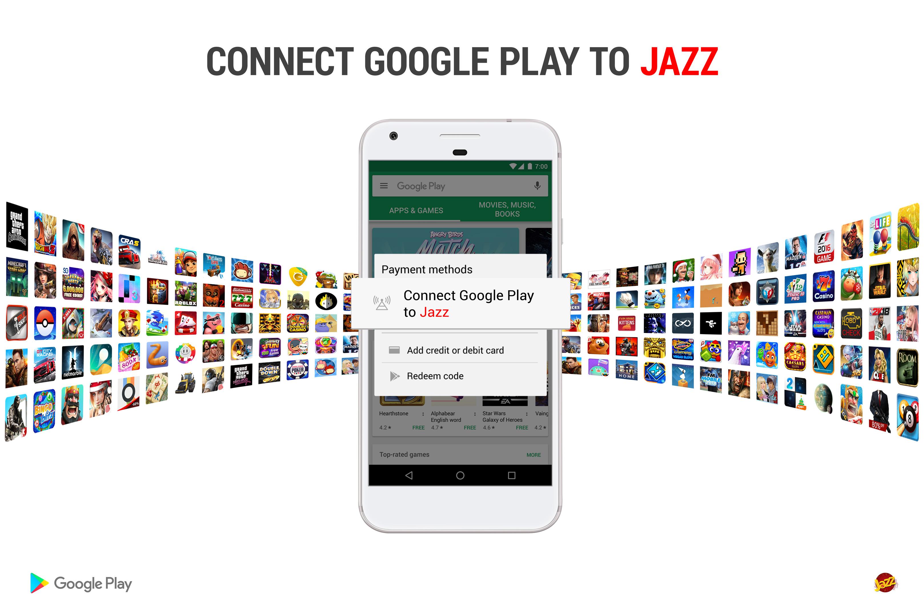 Jazz offers customers direct carrier billing for purchases on Google Play