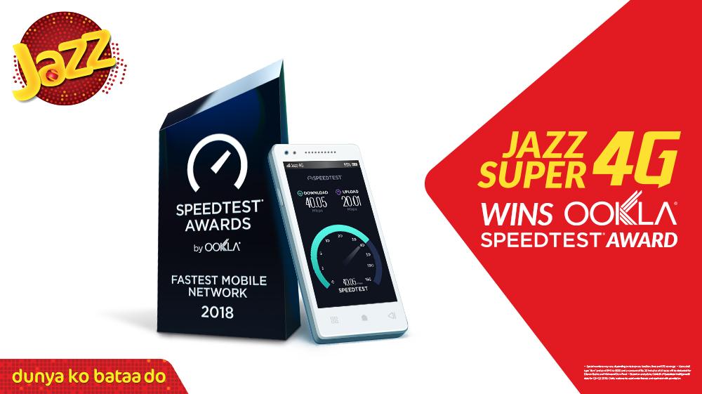 JAZZ WINS PAKISTAN’S FASTEST MOBILE NETWORK SPEEDTEST AWARD FROM OOKLA