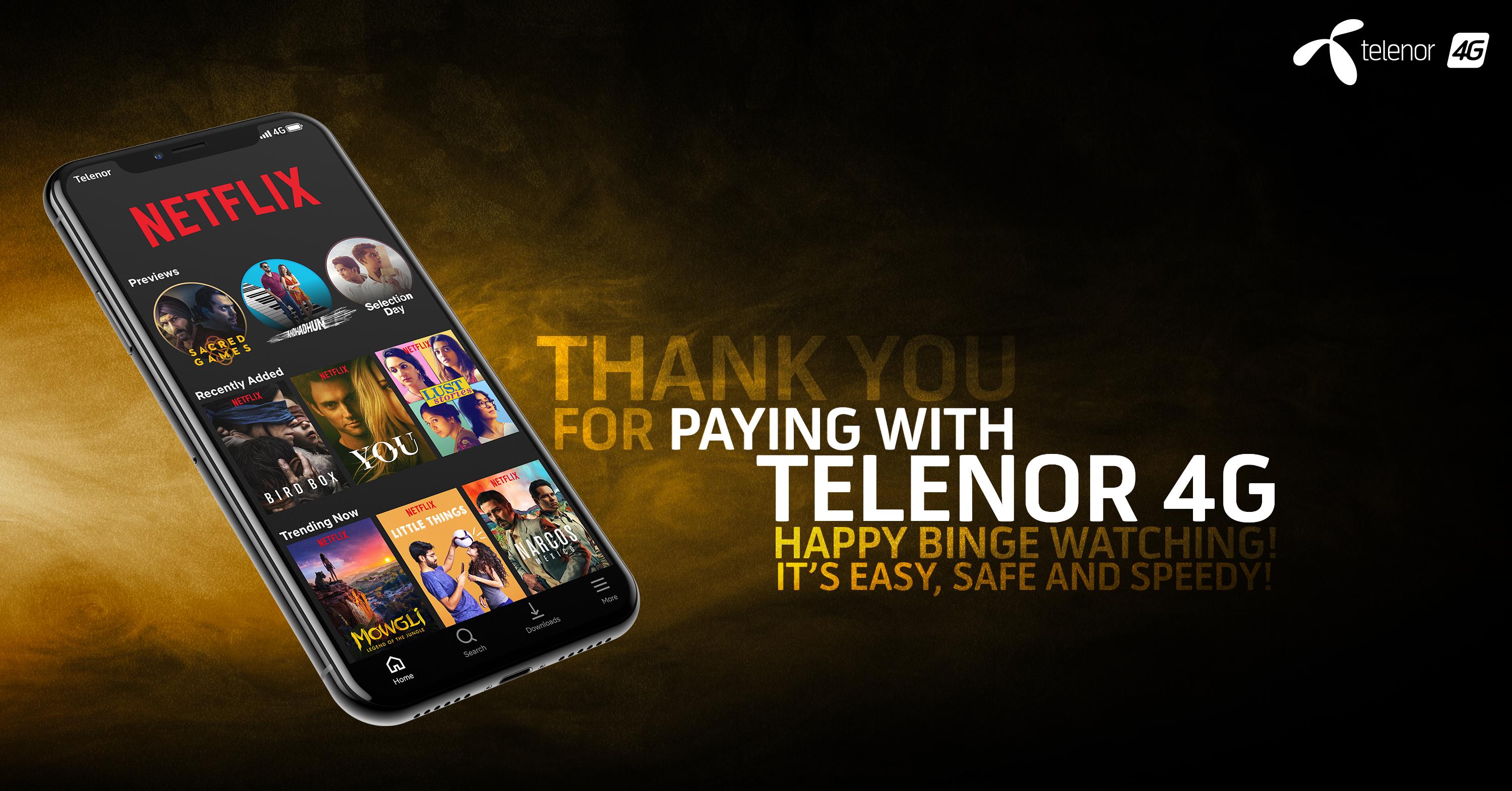 Telenor Pakistan partners with Netflix Telenor postpaid and corporate customers can now pay for Netflix subscriptions through their mobile bills