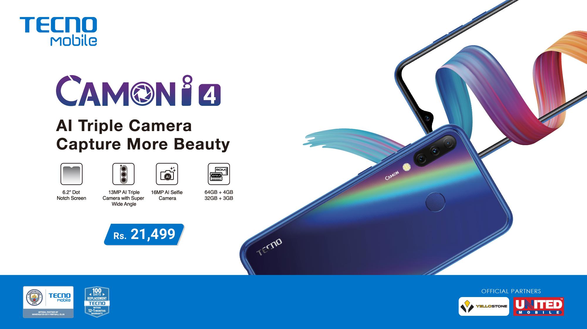 TECNO FINALLY UNVEILS CAMON i4 – ITS MUCH ANTICIPATED FIRST TRIPLE CAMERA PHONE WITH DROP NOTCH DISPLAY