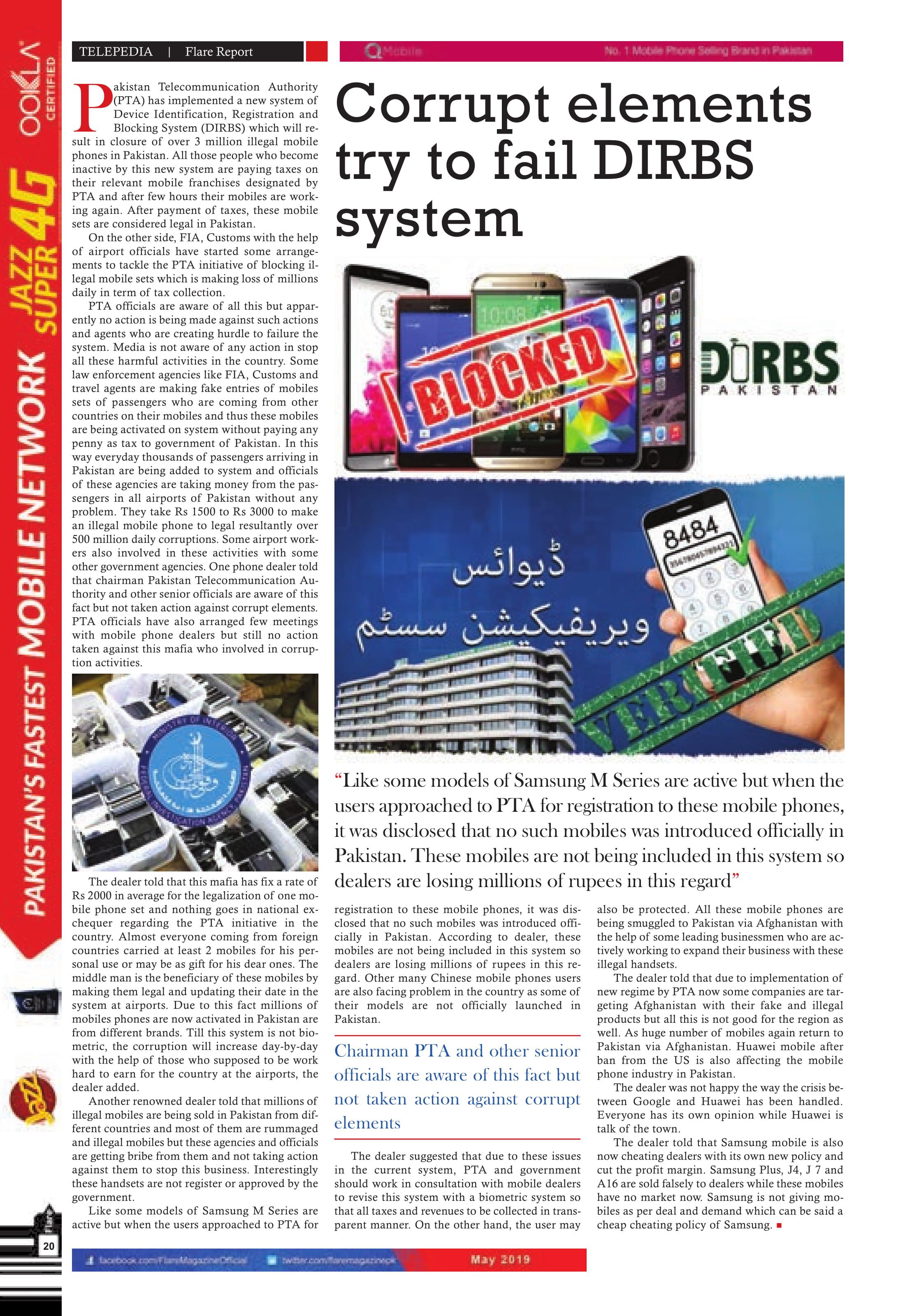 Corrupt elements try to fail DIRBS system