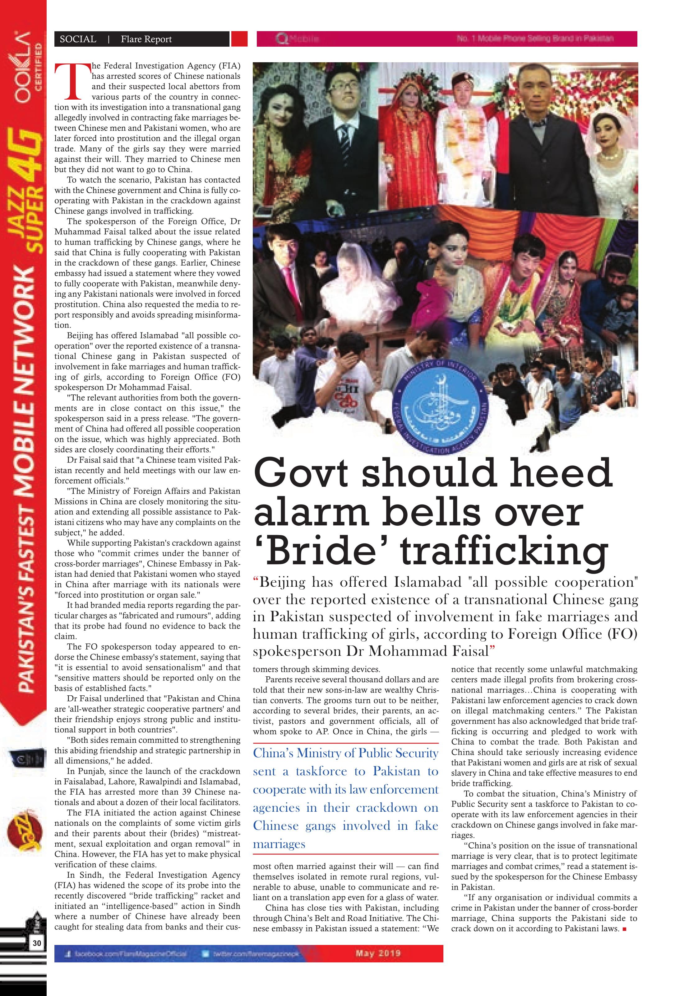 Govt should heed alarm bellsover bride trafficking