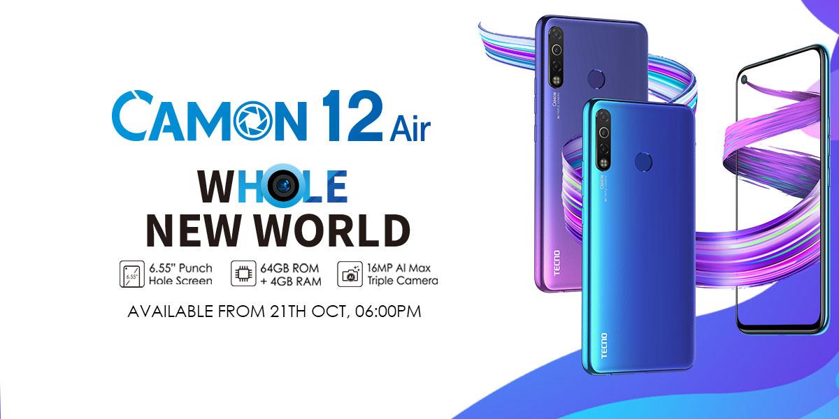TECNO Camon 12 Air – Dot-in-Display smartphone with Huge Memory for Budget conscious users