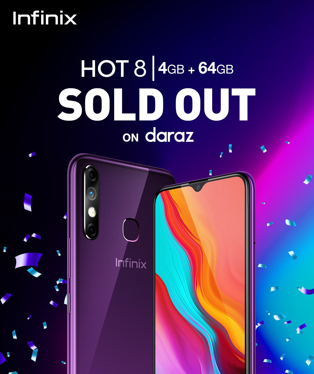 Infinix Hot 8 4+64GB with 5000mAh Battery Sold Out on daraz in just 3 hours!!!