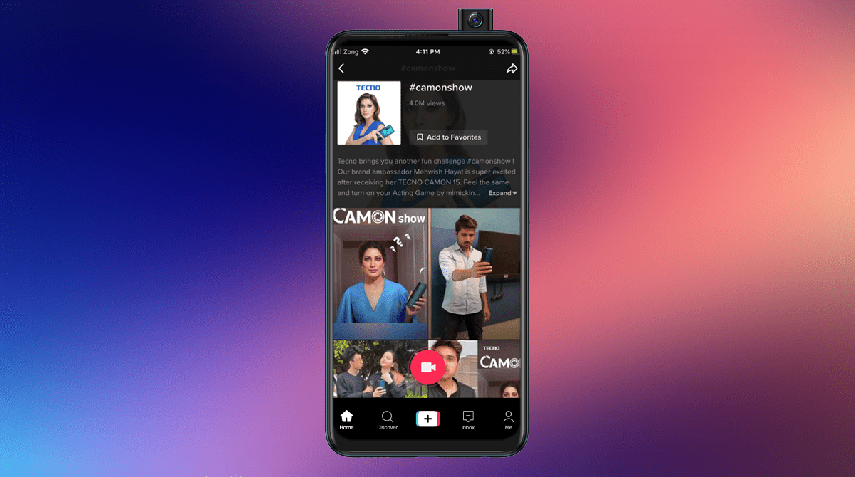 CamonShow running on Tiktok