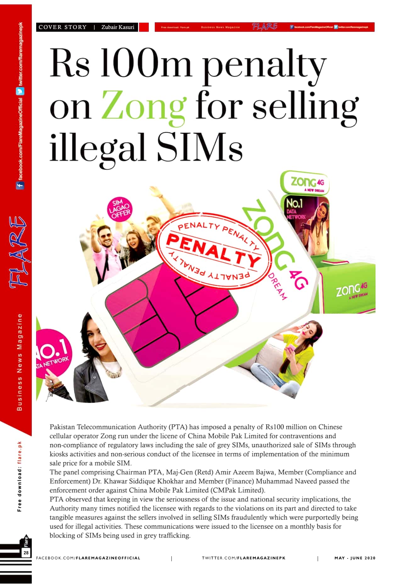 Rs 100m penalty on Zong for selling illegal SIMs