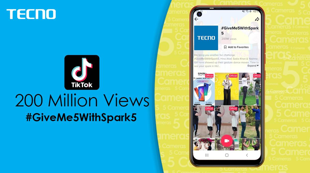 TECNO #GiveMe5WithSpark5 Breaks all Records on TikTok