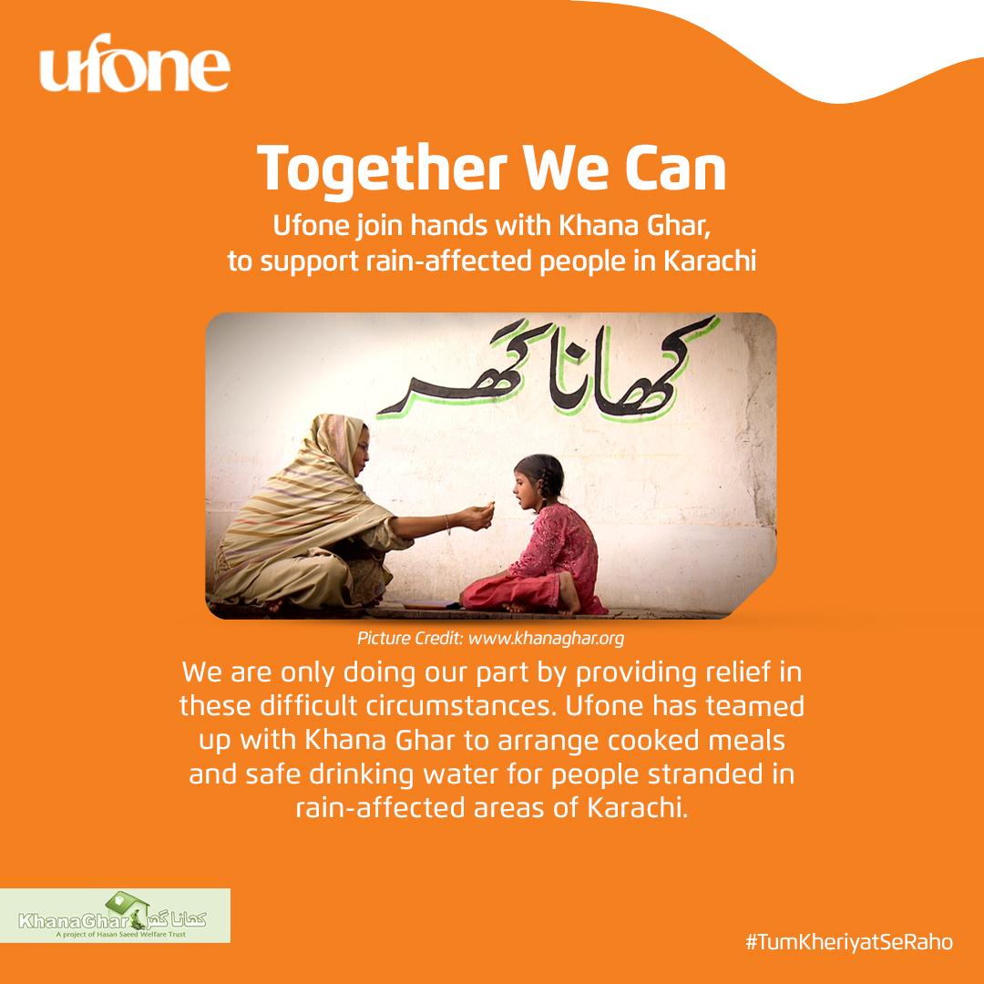 Ufone joins hands with Khana Ghar to provide relief to flood affected communities in Karachi