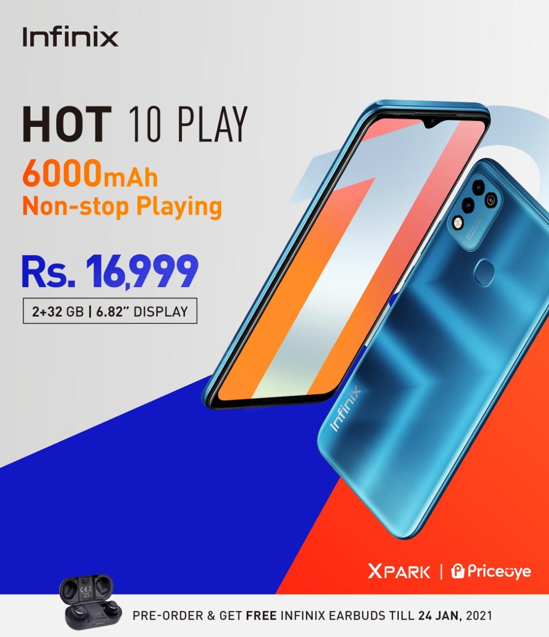 Infinix Hot 10 Play with Gigantic 6000mAh battery is up for Pre-Orders