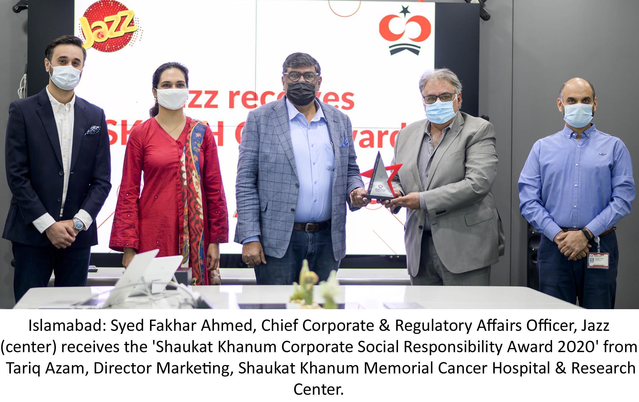 Jazz conferred with the Shaukat Khanum Corporate Social Responsibility Award 2020