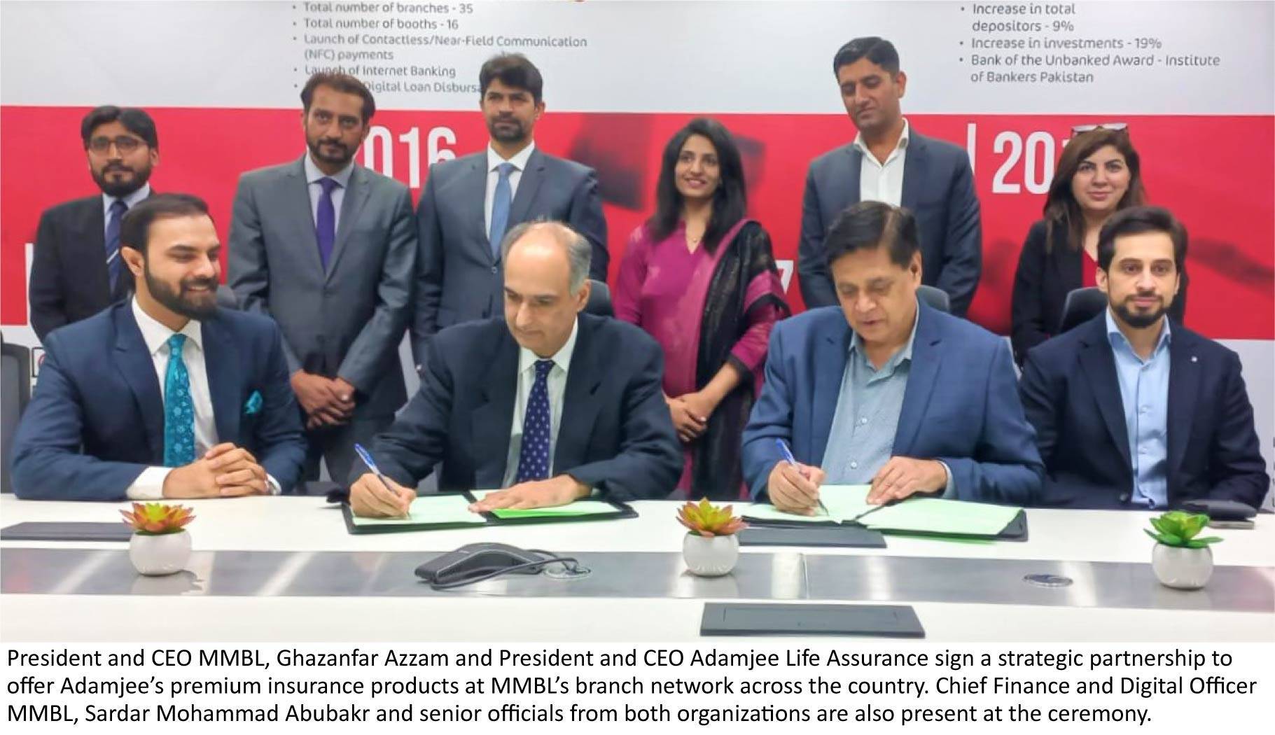Mobilink Microfinance Bank to offer Adamjee Life Assurance products to customers across its nationwide branch network