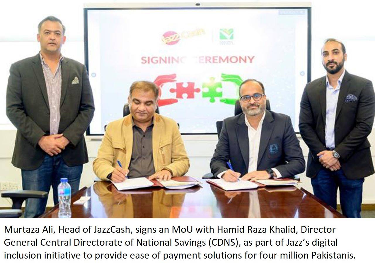 JazzCash partners with National Savings to provide ease of payment solution for 4 million Pakistanis