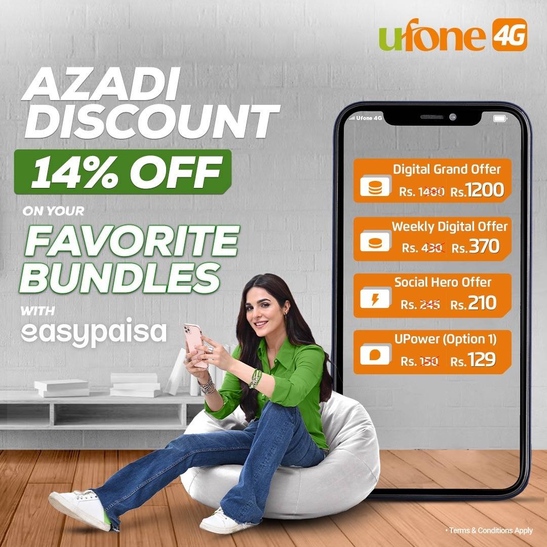 Ufone 4G brings amazing Independence Day Cashback Offer via easypaisa