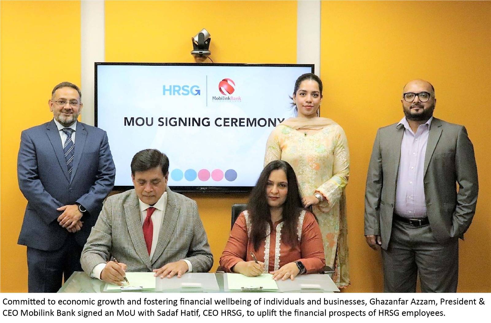 Mobilink Bank signs MoU with HRSG to provide premium financial services to their employees