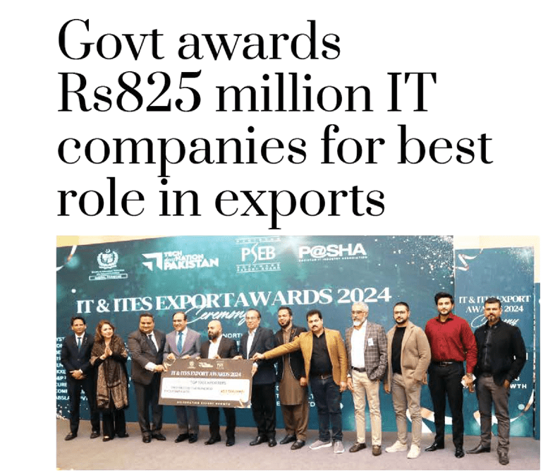 Govt awards Rs825 million IT companies for best role in exports