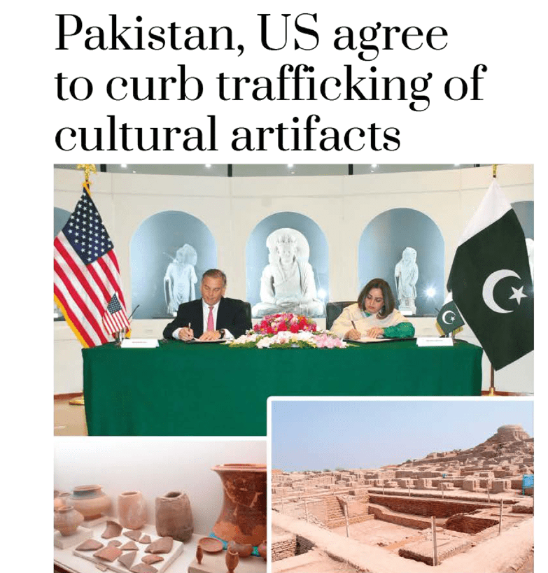 Pakistan, US agree to curb trafficking of cultural artifacts