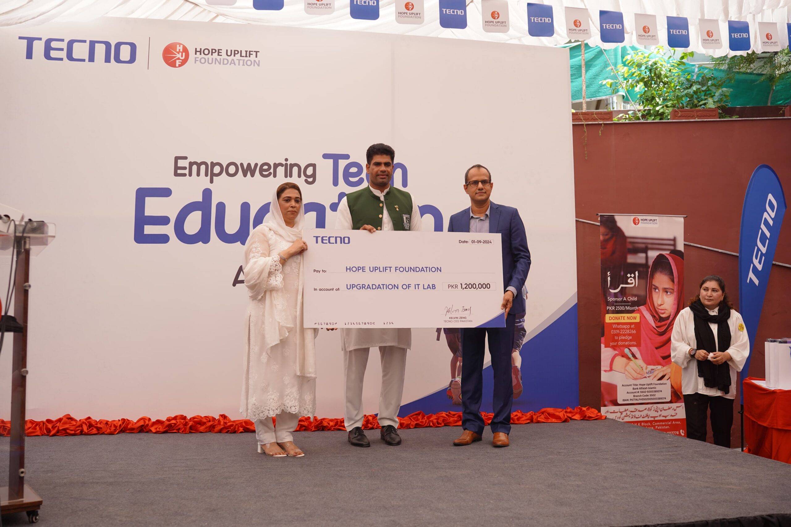 TECNO and Arshad Nadeem driving tech Education at Hope Uplift Foundation