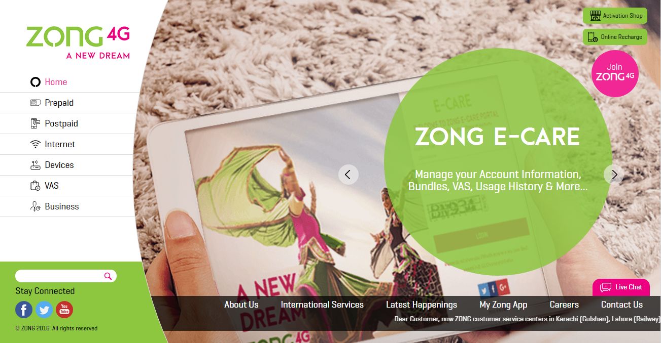ZONG LAUNCHES NEW WEBSITESIGNIFICANTLY ENHANCES CUSTOMER EXPERIENCE