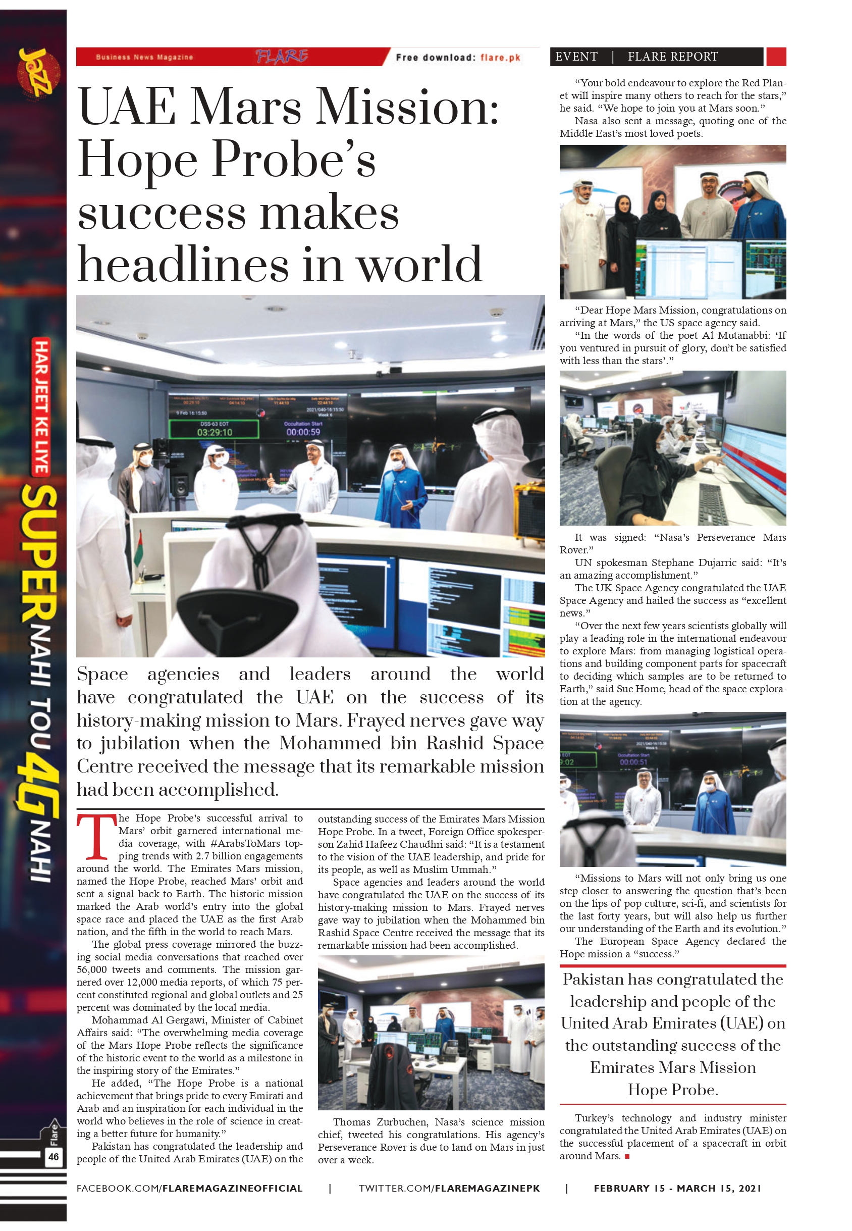 UAE Mars Mission: Hope Probe’s success makes headlines in world