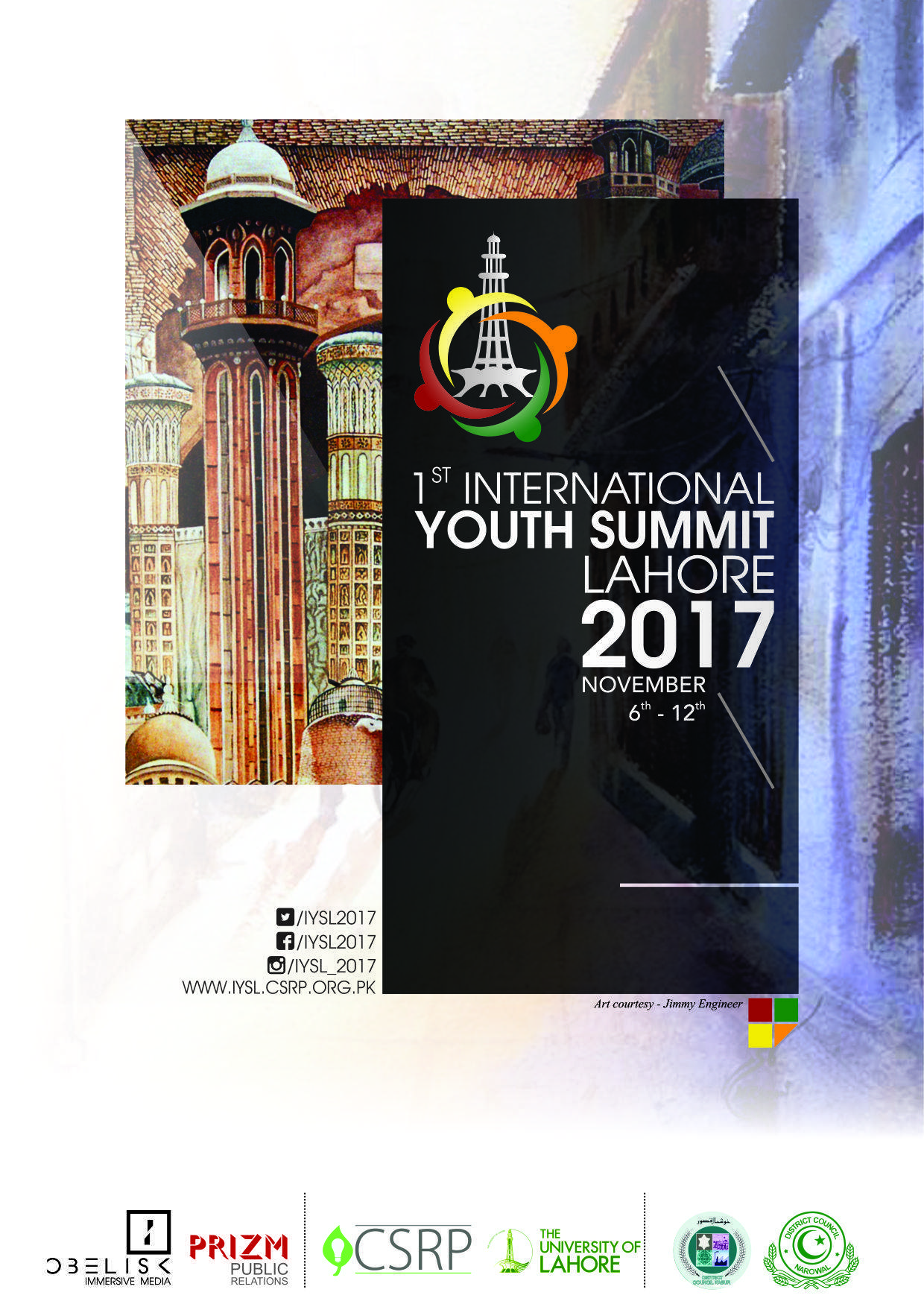 The 1st International Youth Summit 2017 to be held in Lahore by the Center of Sustainability, Research & Practice with University of Lahore