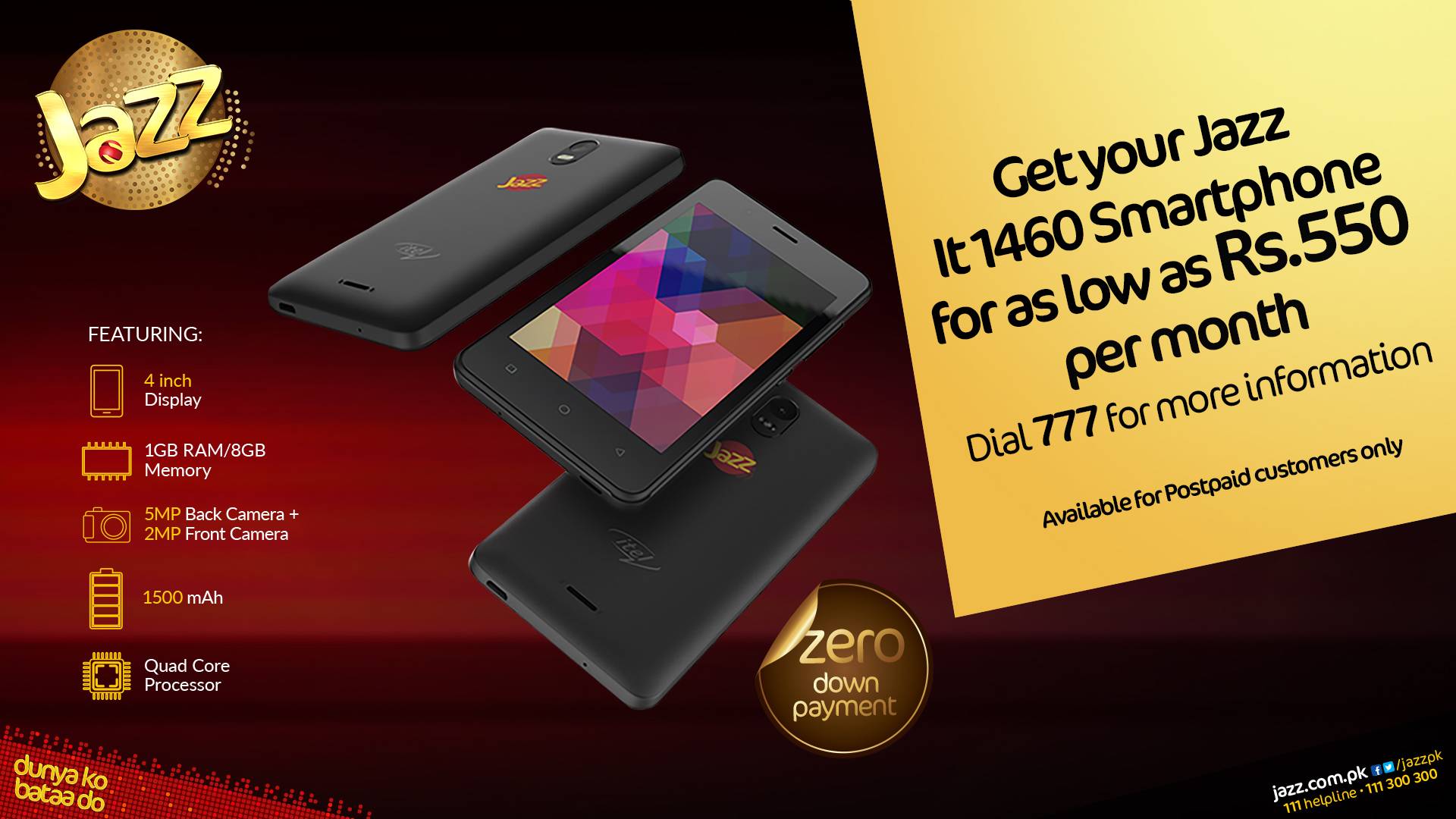 Jazz Launches ITEL 1460 Smartphone for Gold Postpaid Customers