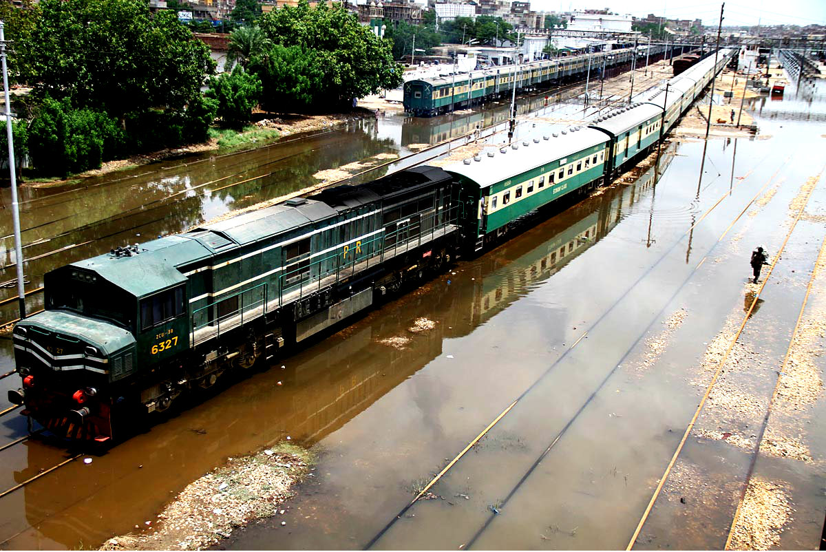 Train Leaving Hyderabad Railway Station Where Tracks Are Seen Submerged After Monsoon