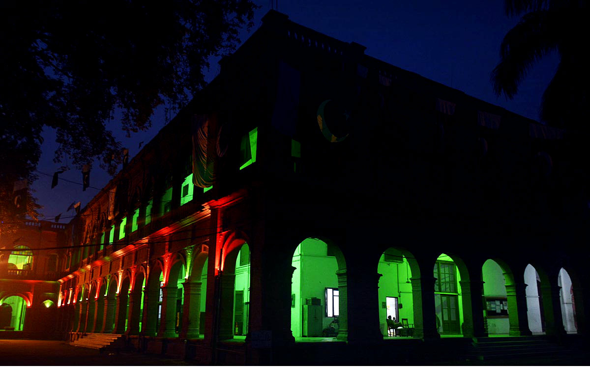 Green Lights Are Seen Displayed At Railway Headquarters