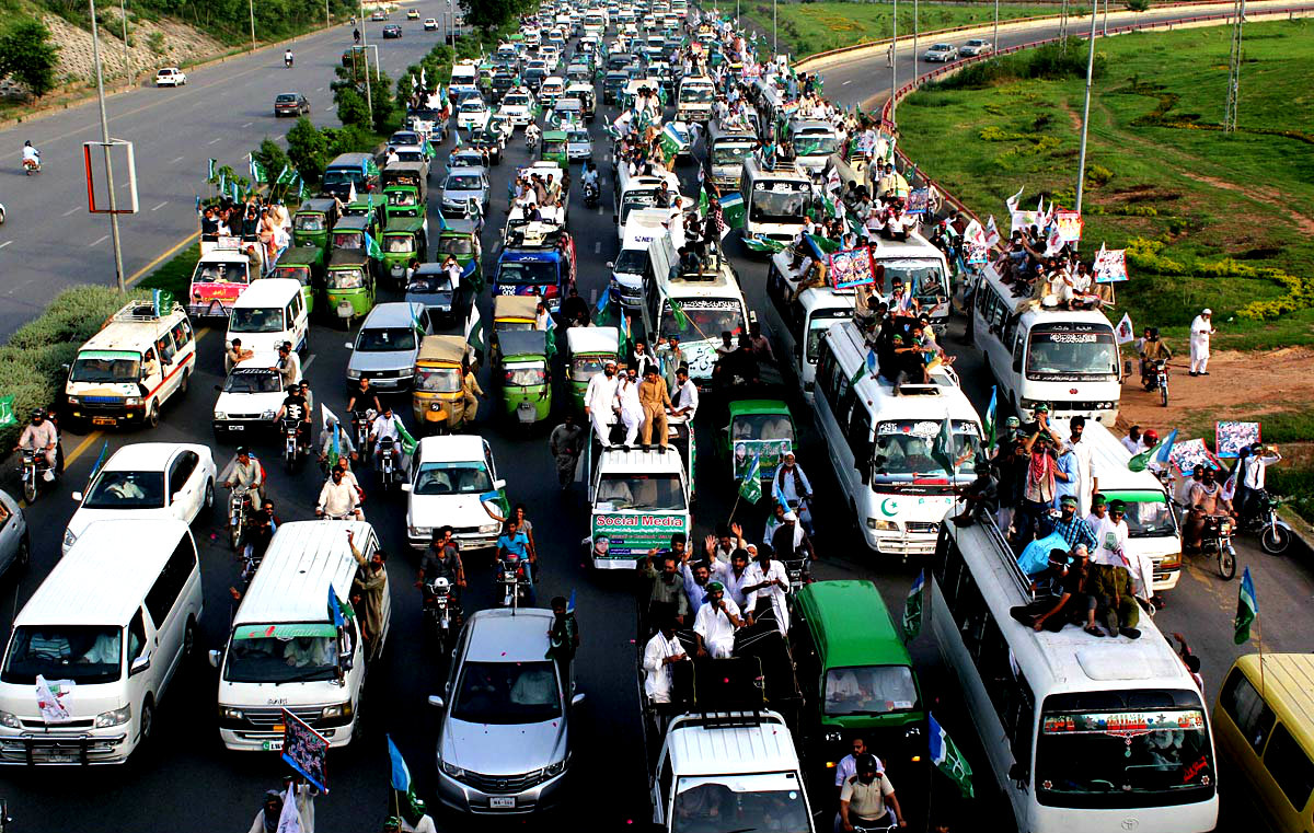 Islamabad Participants Of Azad-e-Kashmir Rally Passing Through Islamabad Highway.