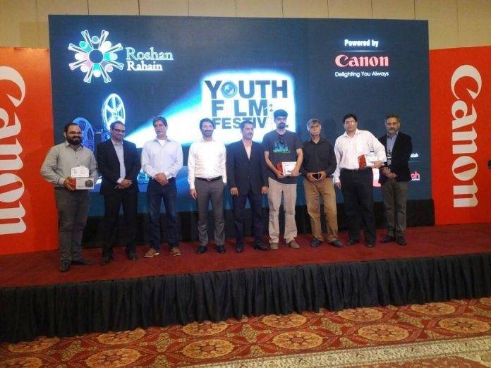 Winners of Canon Youth Film Festival with Country Manager Canon Pakistan Mr. Sarshar Ali & Mr. Nisar Malik & Yasir Nisar